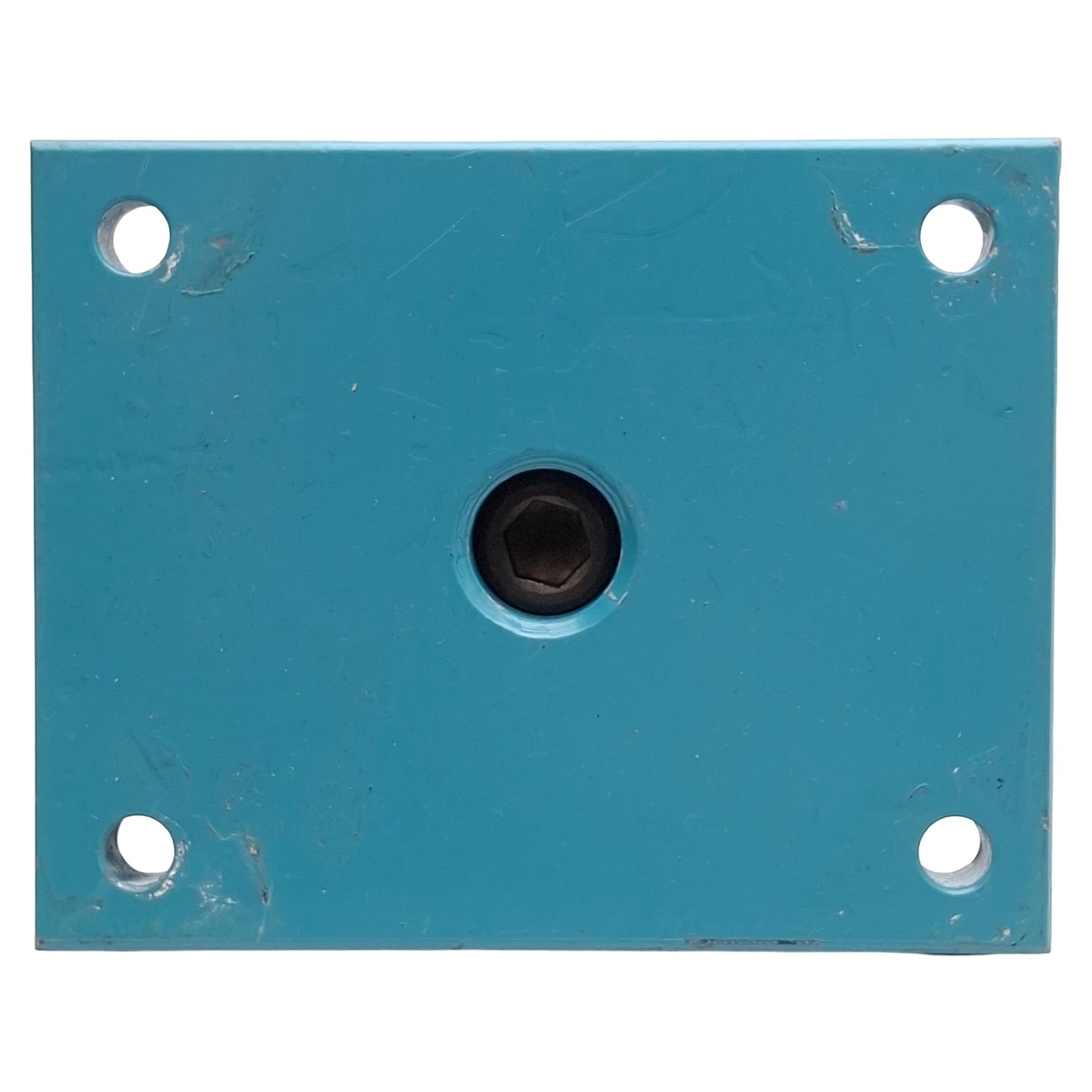 Used Heavy Duty Flange Mount Steel Caster Plate, 5" x 4" x 2.75", ø0.5" ID Stem Hole
