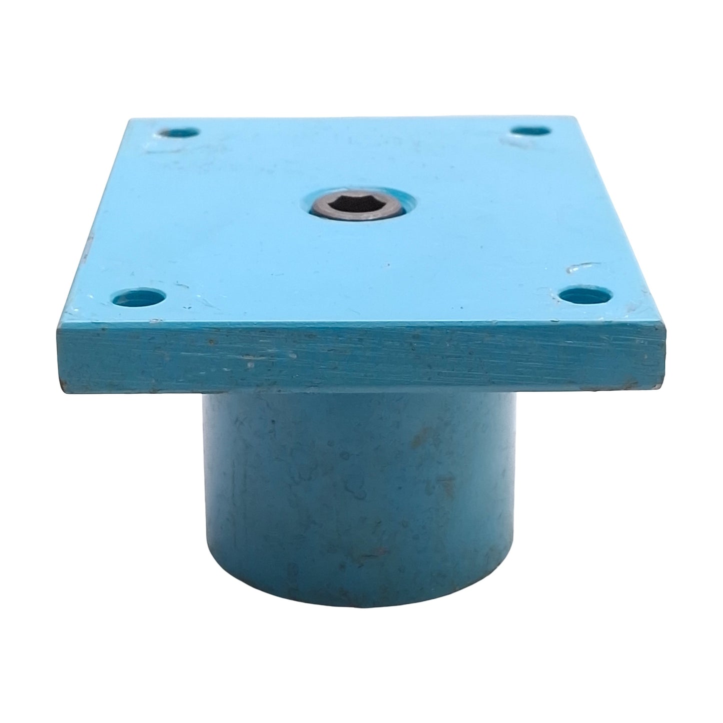 Used Heavy Duty Flange Mount Steel Caster Plate, 5" x 4" x 2.75", ø0.5" ID Stem Hole