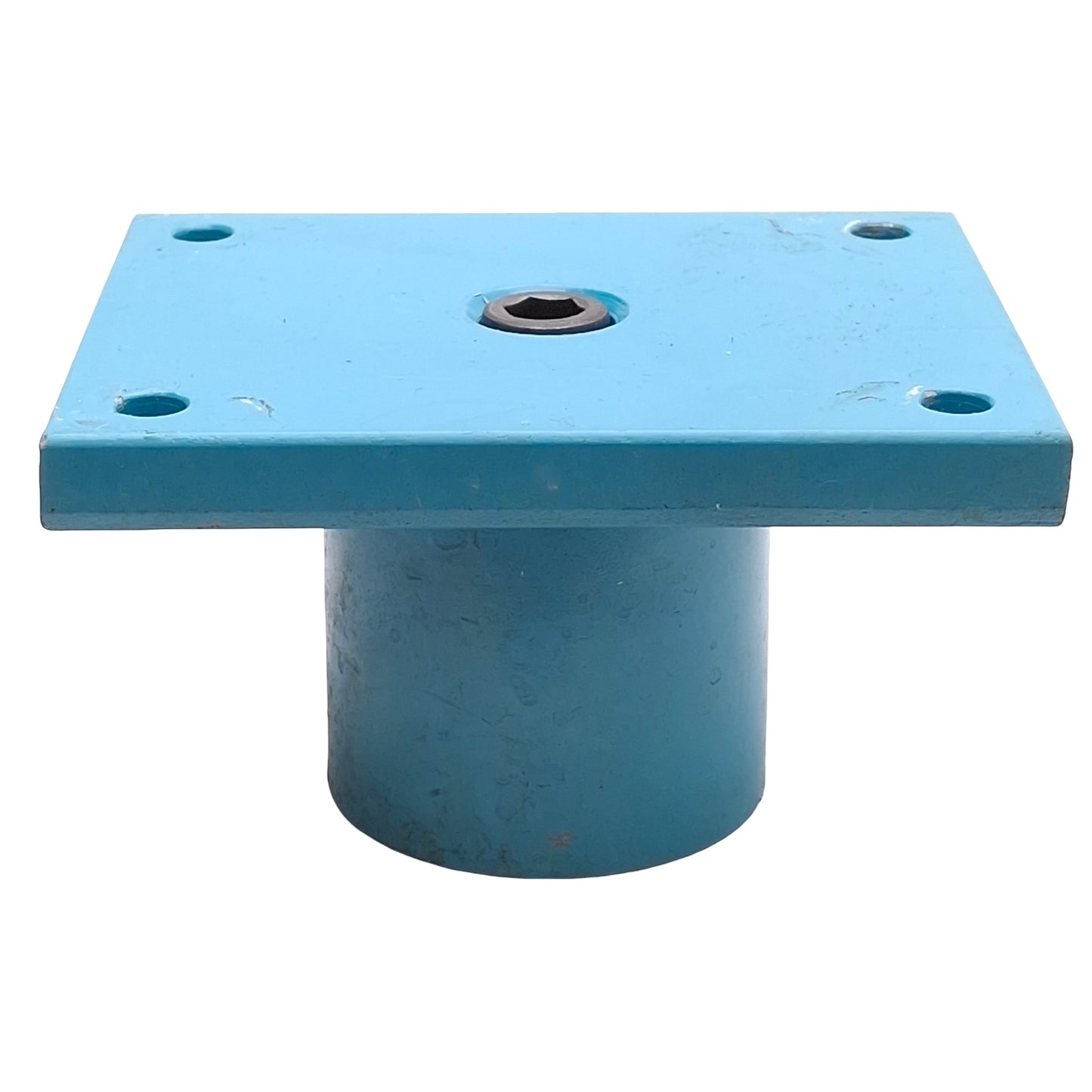 Used Heavy Duty Flange Mount Steel Caster Plate, 5" x 4" x 2.75", ø0.5" ID Stem Hole