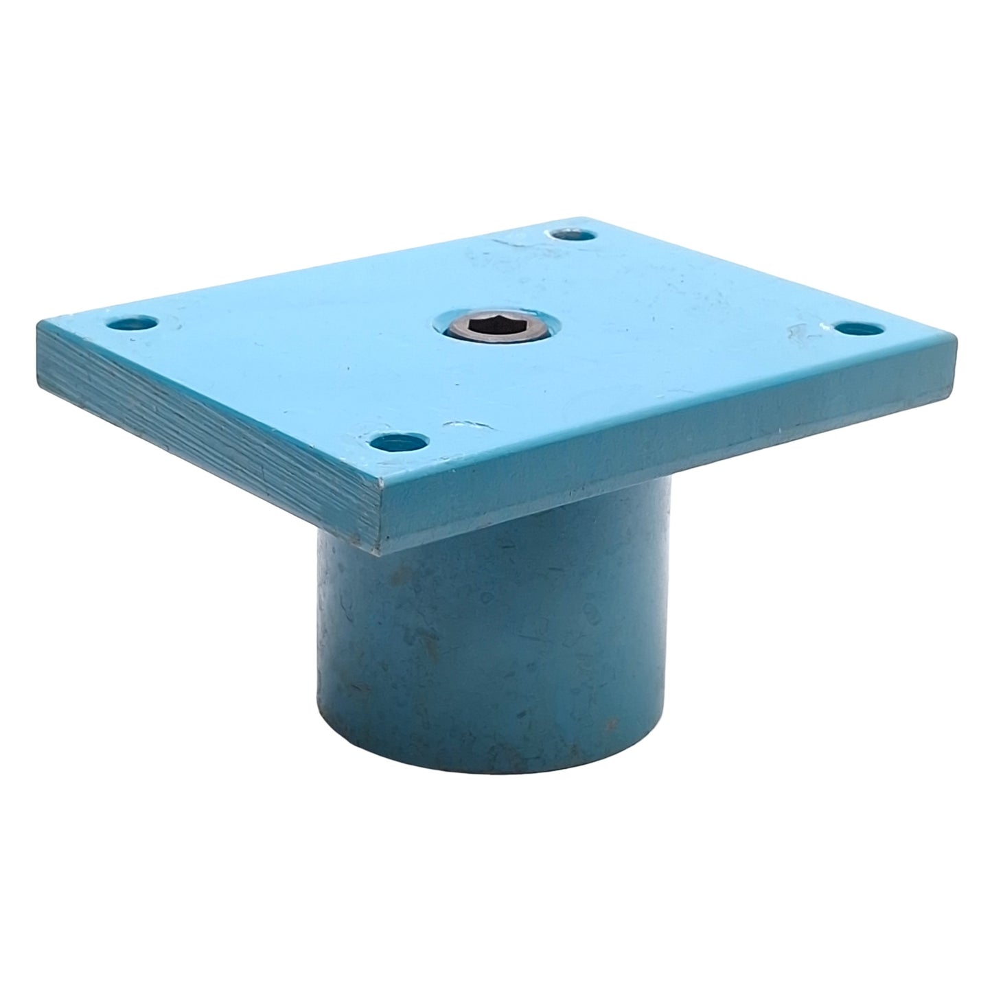 Used Heavy Duty Flange Mount Steel Caster Plate, 5" x 4" x 2.75", ø0.5" ID Stem Hole