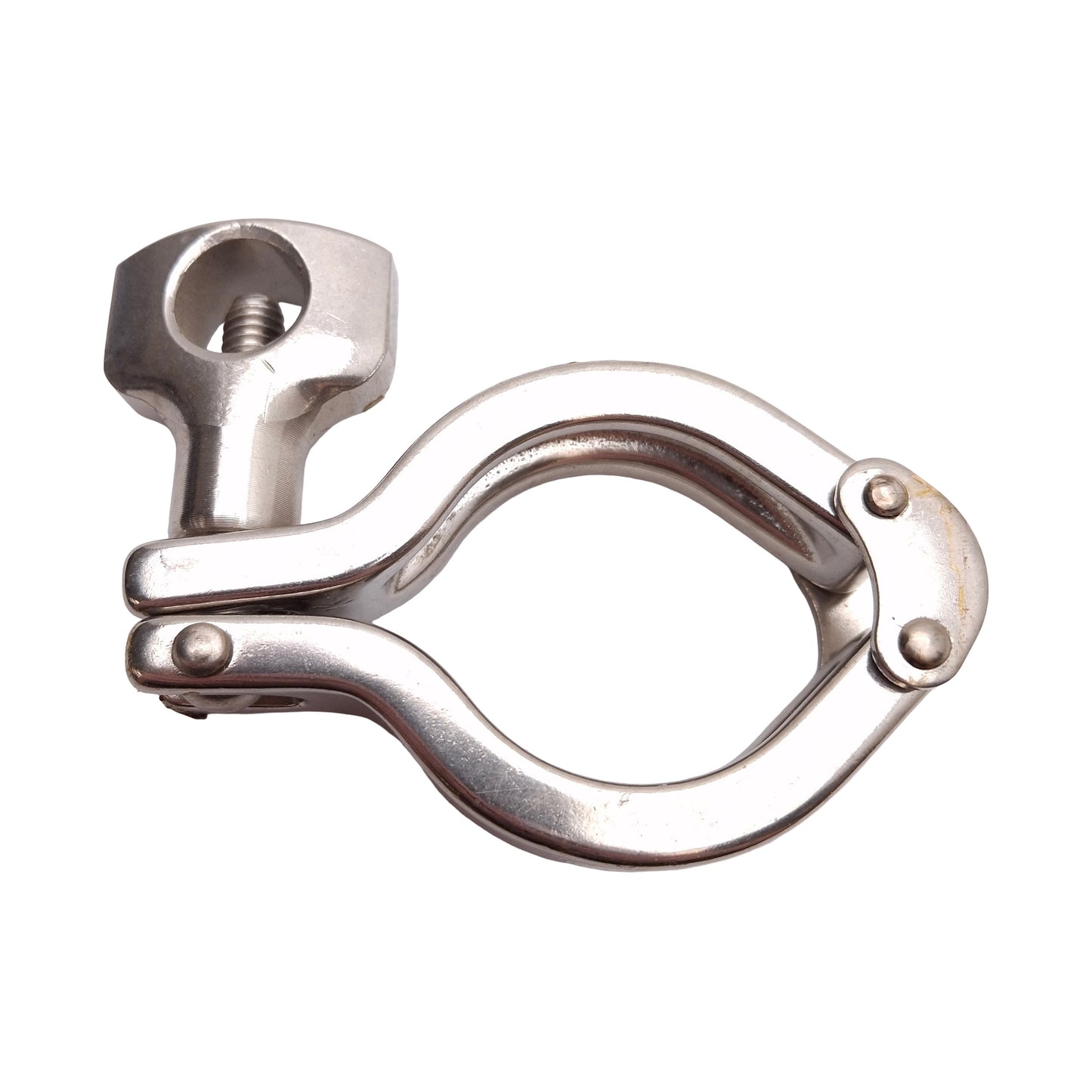 Used Lot of 4 Stainless Steel Hinged Double Pin Tri-Clamp Sanitary Fitting 1.5in
