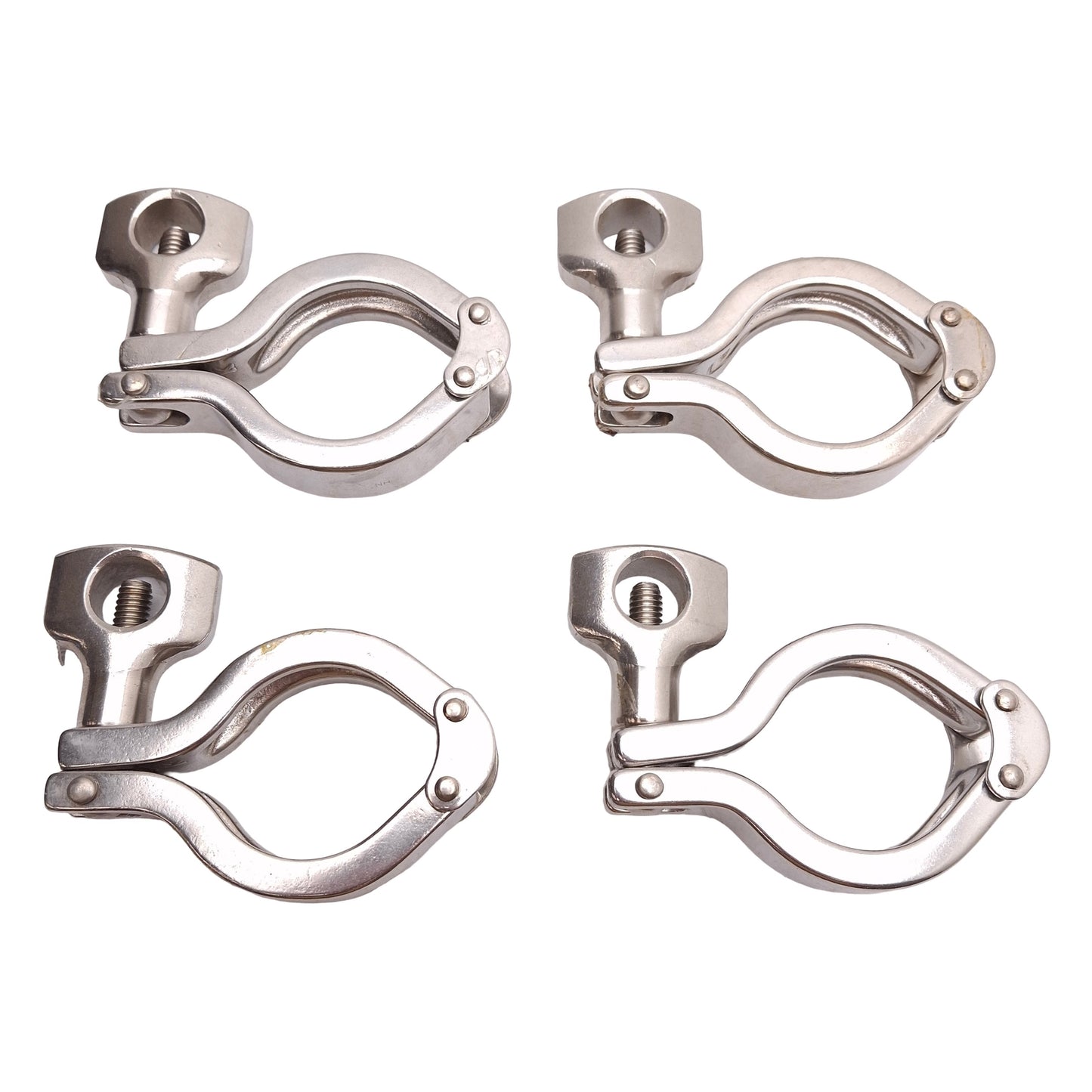 Used Lot of 4 Stainless Steel Hinged Double Pin Tri-Clamp Sanitary Fitting 1.5in
