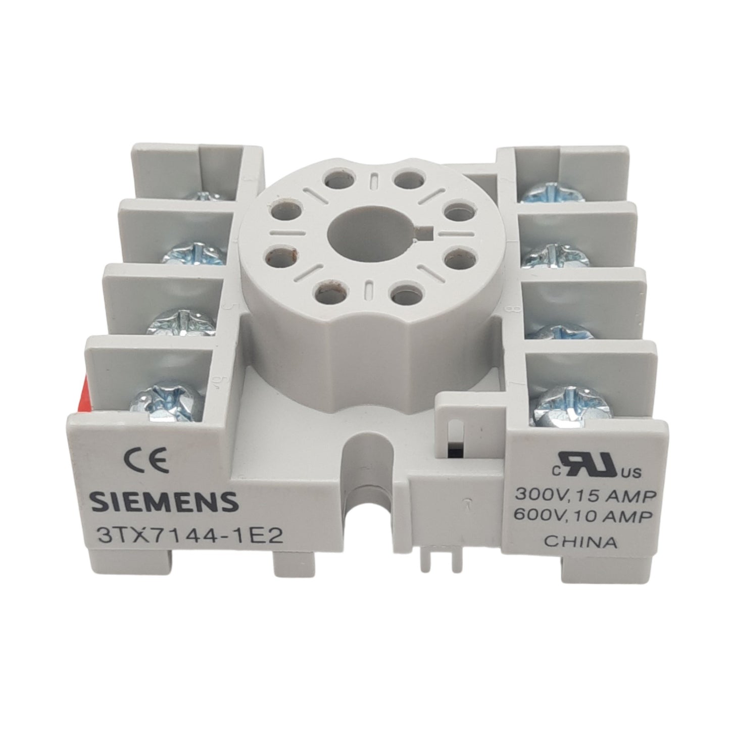 New Siemens 3TX7144-1E2 Relay Socket, 8-Pin Octal, 600V, 15A Max, DIN Rail