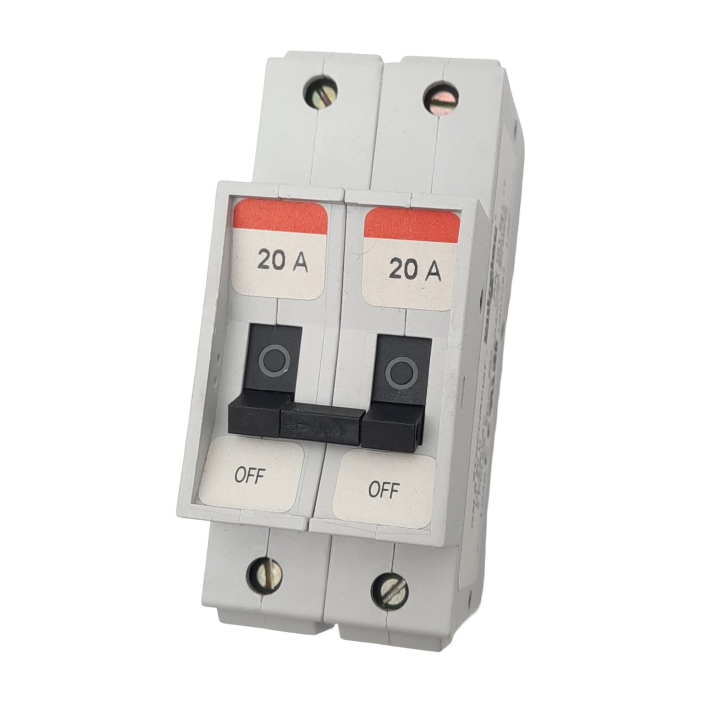 Used Entrelec GMB 20 U Miniature Circuit Breaker, 2-Pole, 20A, 240VAC Max, DIN Rail