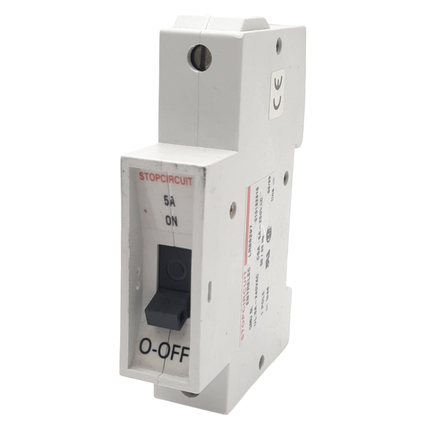 Used Entrelec GMU 5 L Miniature Circuit Breaker, 1-Pole, 5A, 240VAC Max, DIN Rail