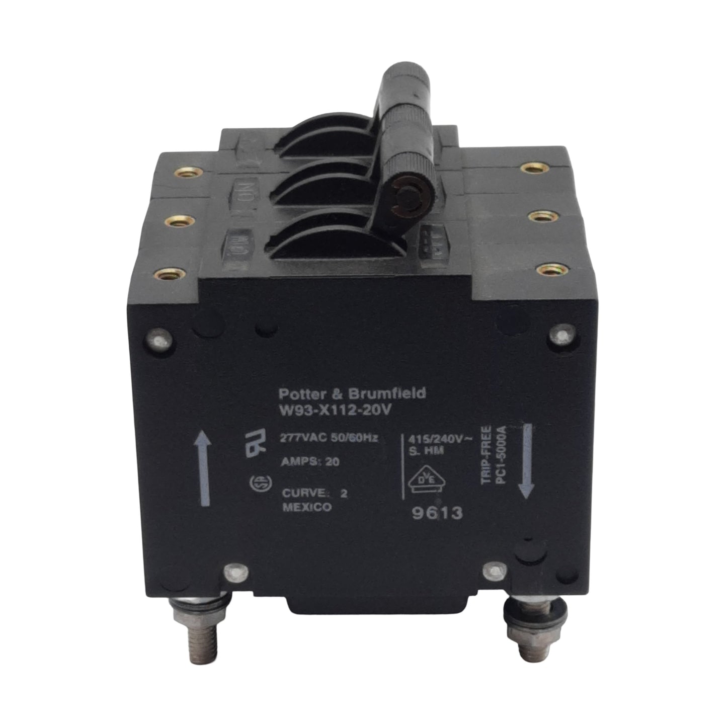 Used Potter & Brumfield W93-X112-20V Magnetic Circuit Breaker, 3-Pole, 20A 240/415VAC