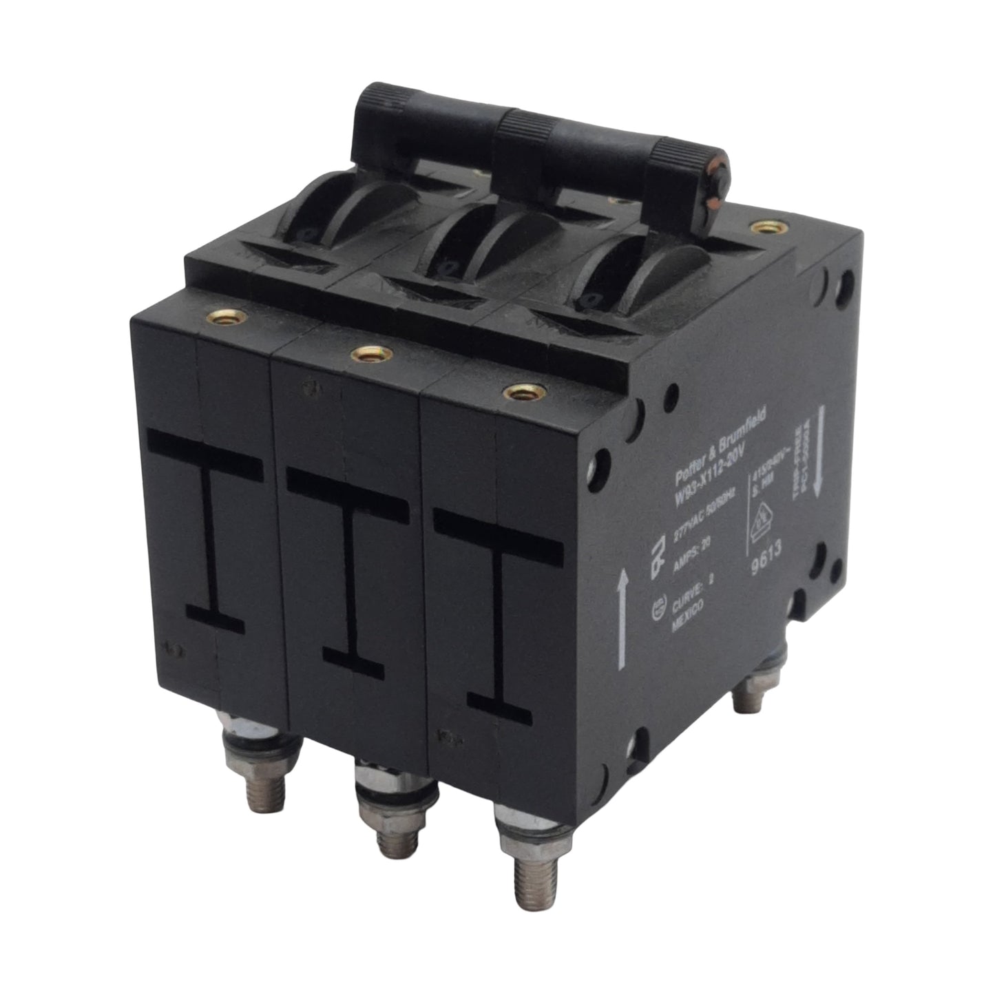 Used Potter & Brumfield W93-X112-20V Magnetic Circuit Breaker, 3-Pole, 20A 240/415VAC