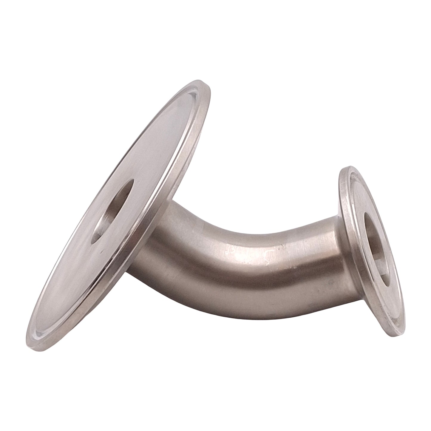 Used Stainless Steel 304L Sanitary 45° Elbow Adapter, ø1in OD, 1in to 3in Tri-Clamp