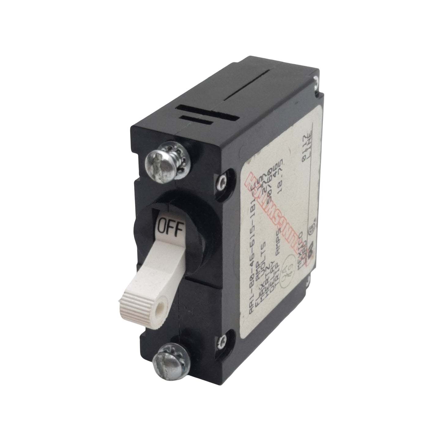 Used Carlingswitch AA1-B0-46-615-1B1-C Circuit Breaker, 1-Pole, 15A 277VAC, #6-32