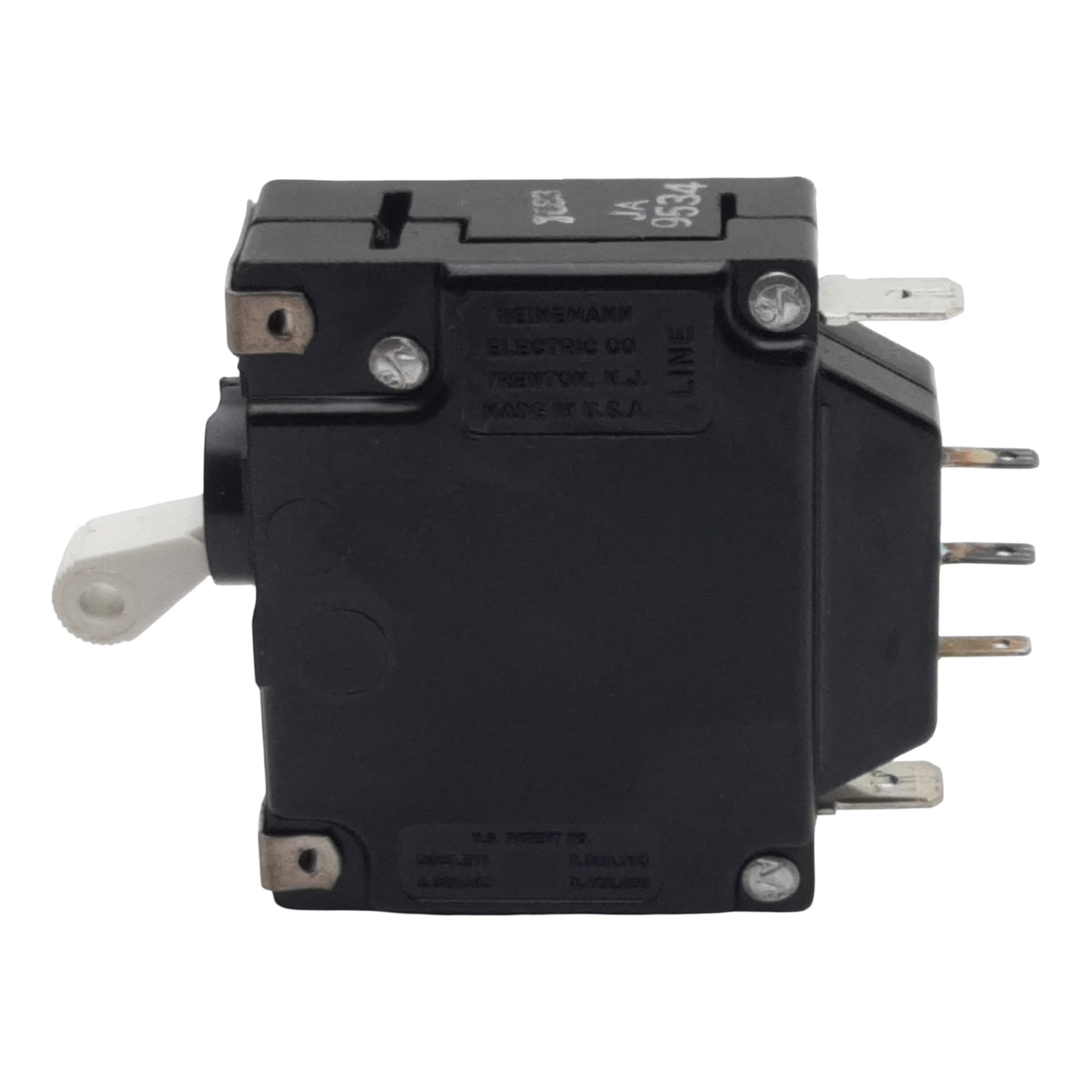 Used Heinemann JA1S-D2-A-0005-03E Circuit Breaker, 1-Pole, 5A 250VAC/65VDC, #6-32