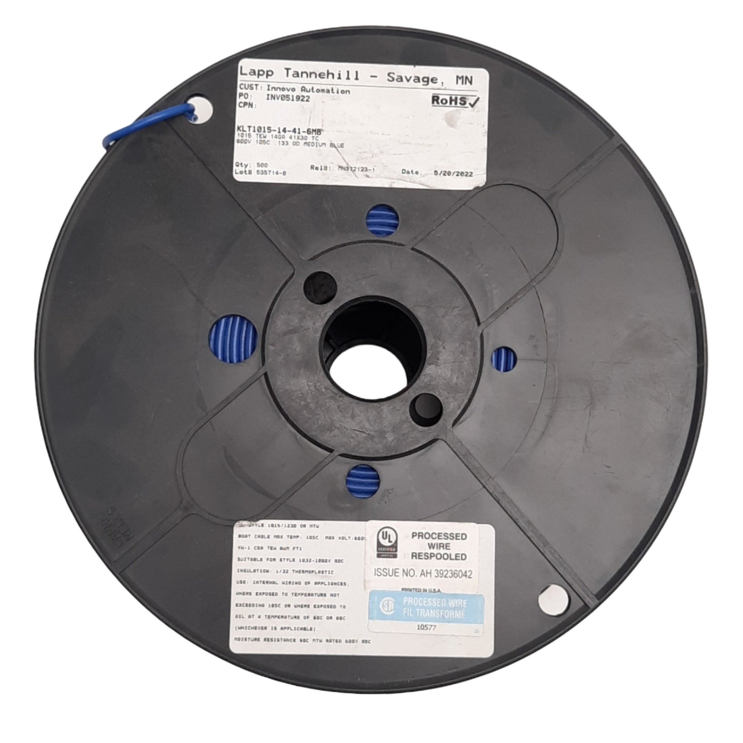 New Lapp Tannehill 1015-14-41-6MB Hook-Up/Lead Wire, 14AWG, 600V, ø0.141in, 500ft