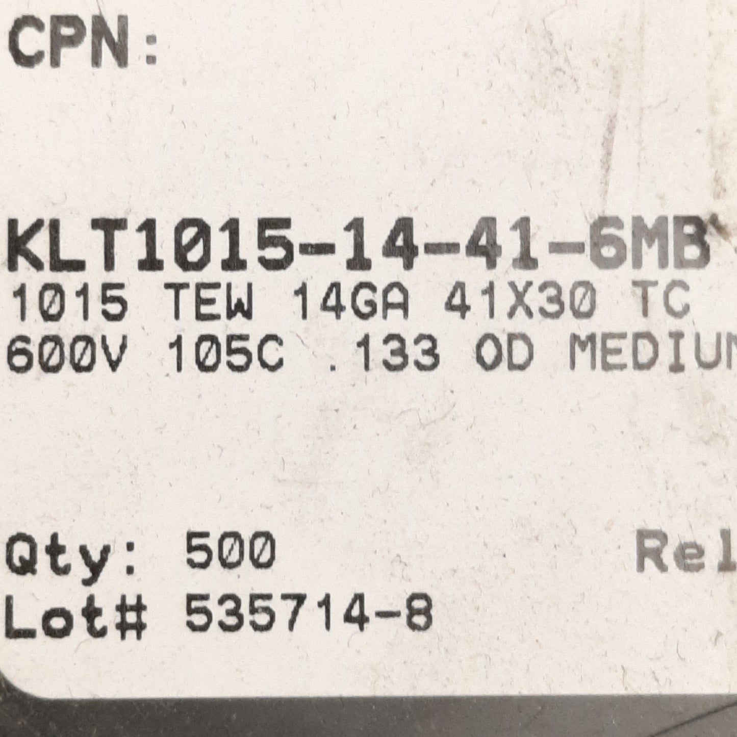 New Lapp Tannehill 1015-14-41-6MB Hook-Up/Lead Wire, 14AWG, 600V, ø0.141in, 500ft