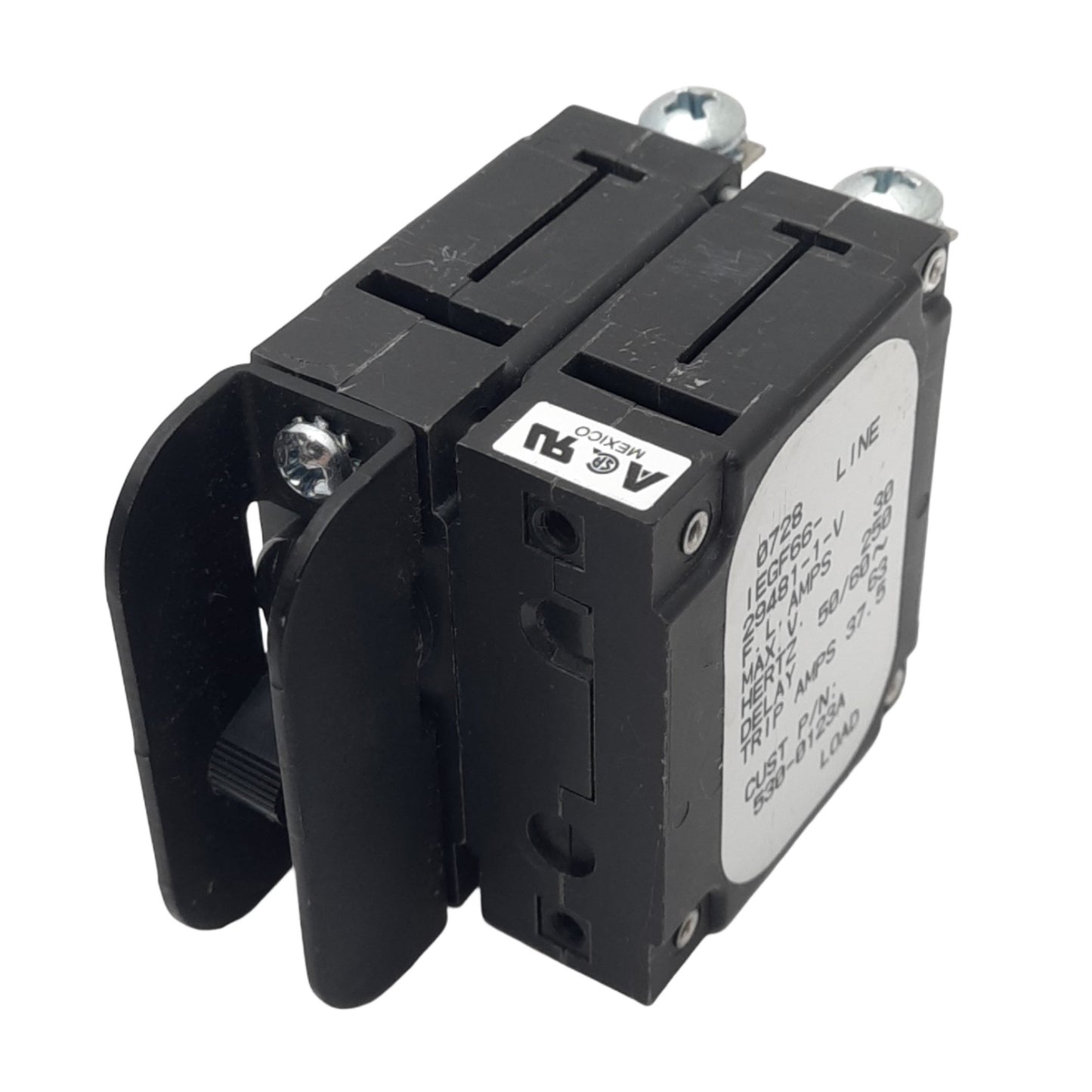 Used Airpax IEGF66-29481-1-V 530-0123A Circuit Breaker, 2-Pole, 37.5A, 250V Max