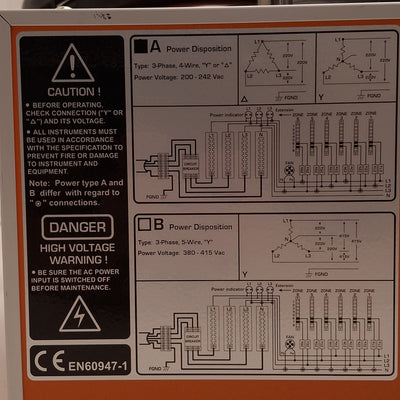 Used Arico T5A08 Hot Runner Temperature Controller Cabinet, 8-Zone, 3Ø 200-242VAC