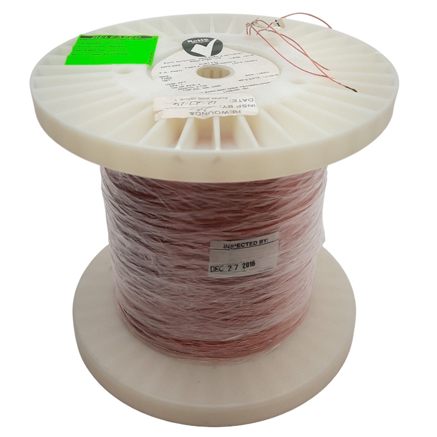 Used New England Wire N12-44E+00030-0 Insulated Litz Wire 350ft & 2400ft, 2 Strands