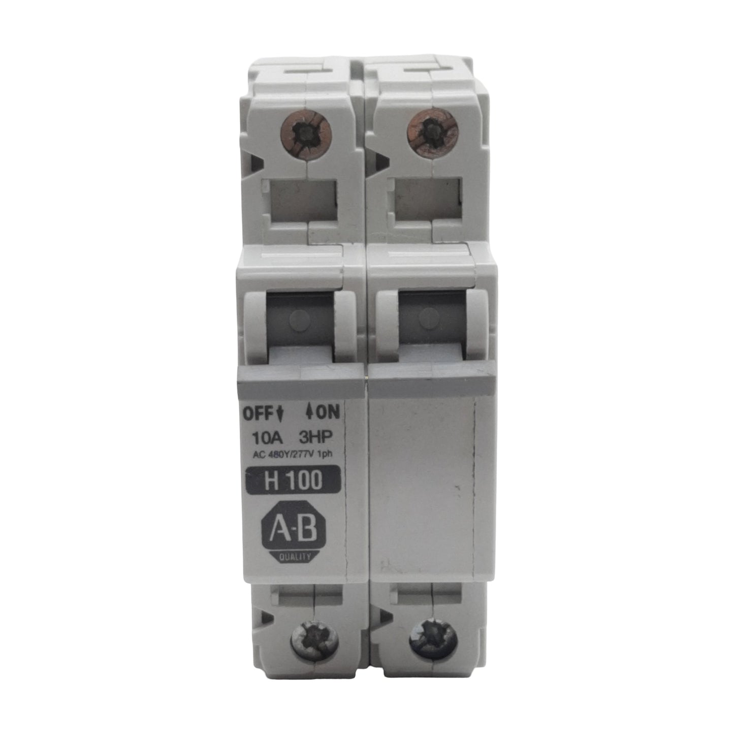 Used Lot of 2 Allen Bradley 1492-CB2H100 Circuit Breaker, 2-Pole, 10A 480Y/277VAC