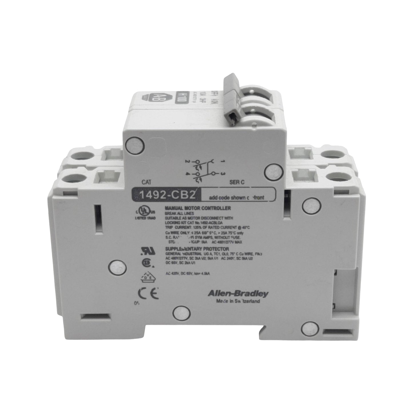 Used Lot of 2 Allen Bradley 1492-CB2H100 Circuit Breaker, 2-Pole, 10A 480Y/277VAC
