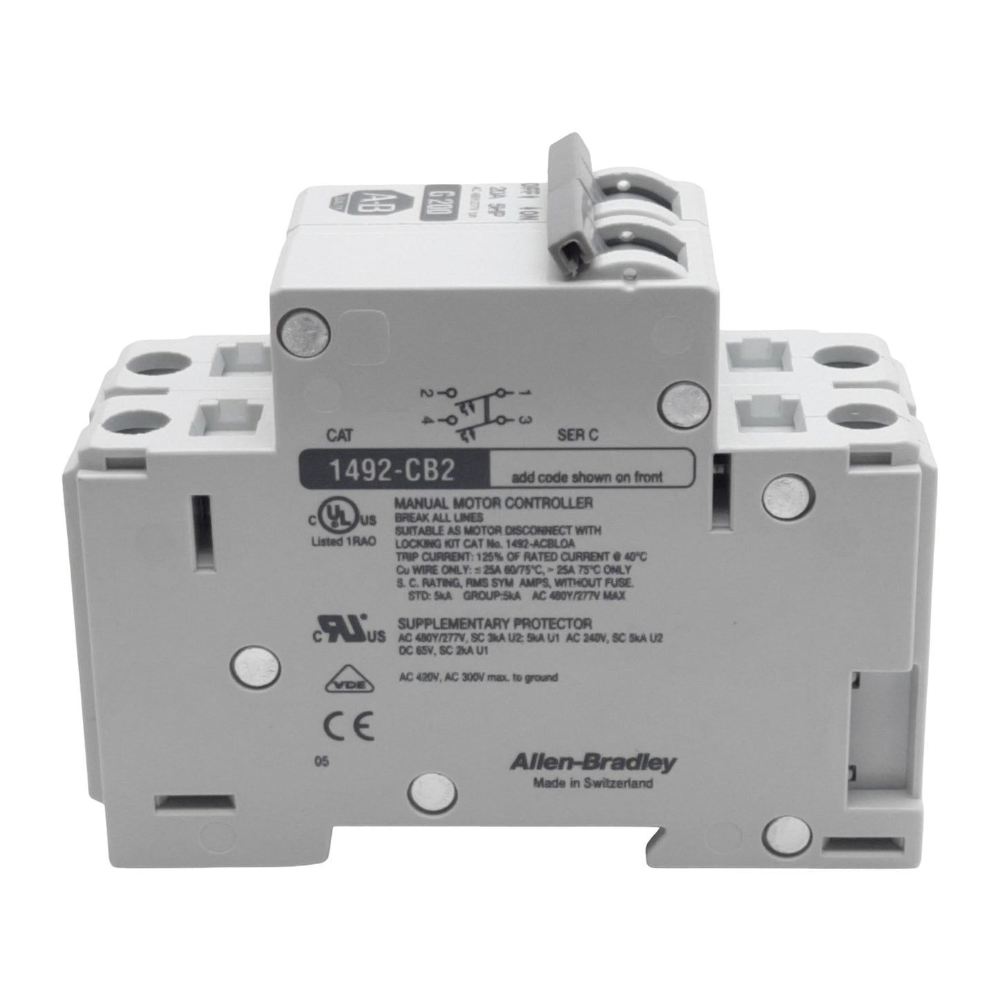 Used Lot of 2 Allen Bradley 1492-CB2G200 Circuit Breaker, 2-Pole, 20A 480Y/277VAC
