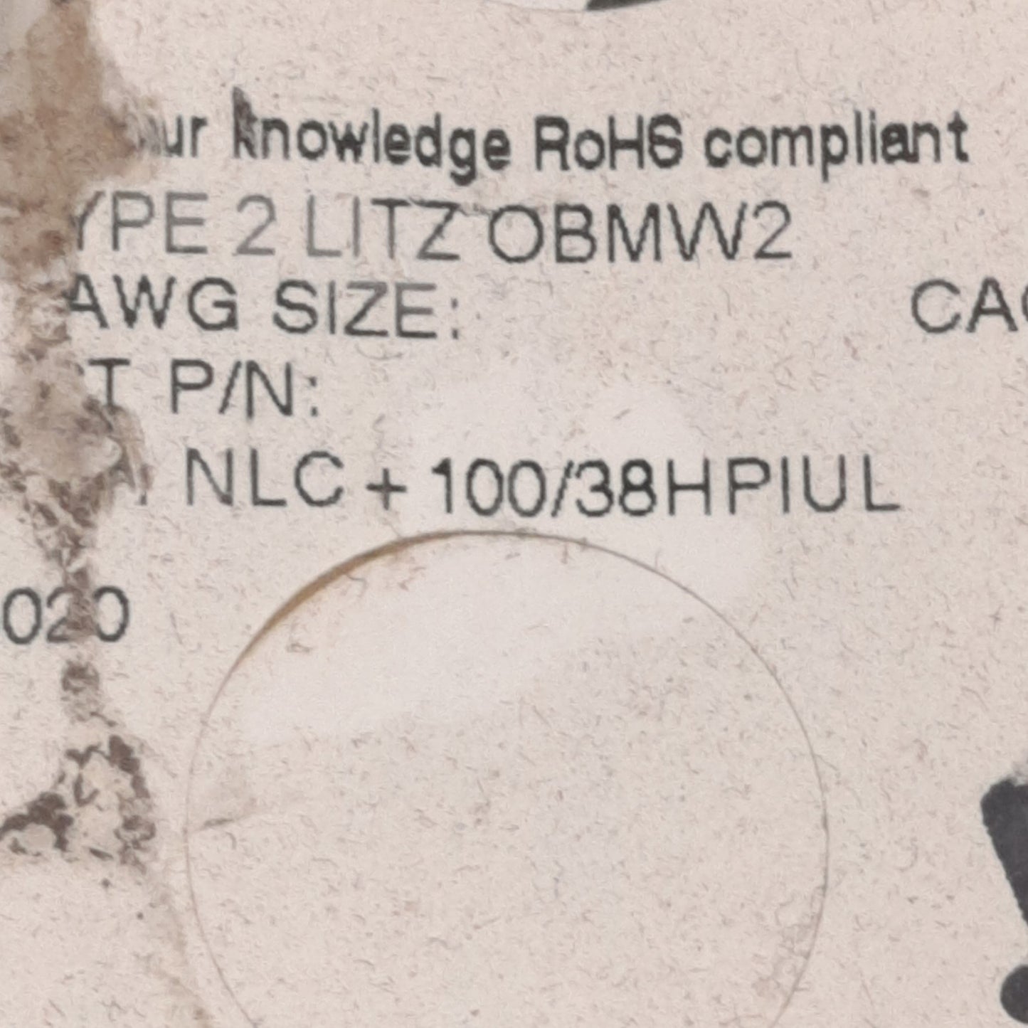 Used New England Wire Tech NLC+100/38HPLIUL Type 2 Litz Wire 17AWG, 1900ft Length