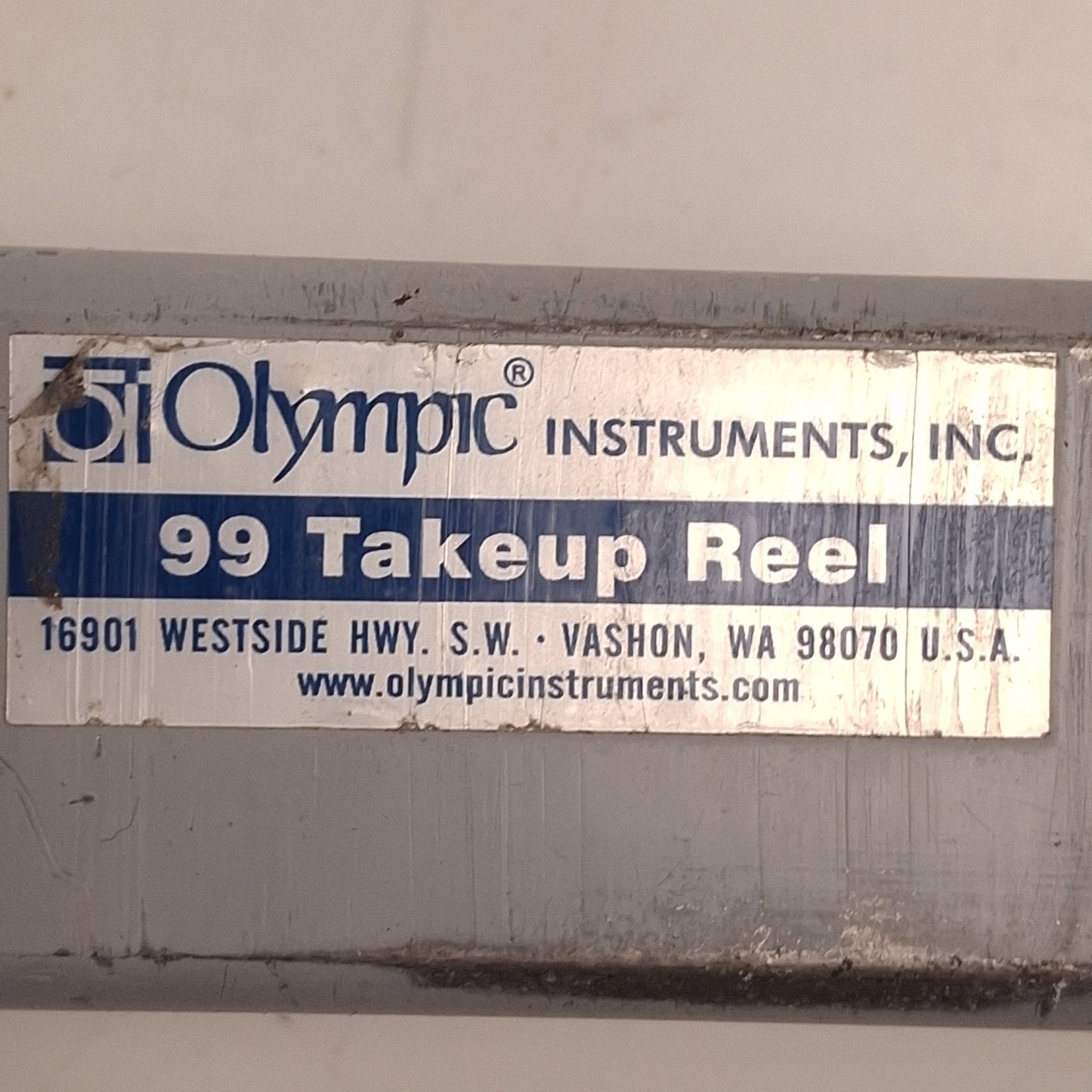 Used Olympic 99 Collapsible Takeup Reel & Stand, ø12in ID, ø1/2in x 500ft Capacity