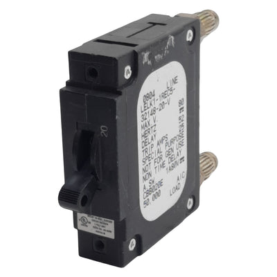 Used Airpax LELK1-1REC5-32148-20-V Circuit Breaker, 1-Pole, 20A, 80VDC Max