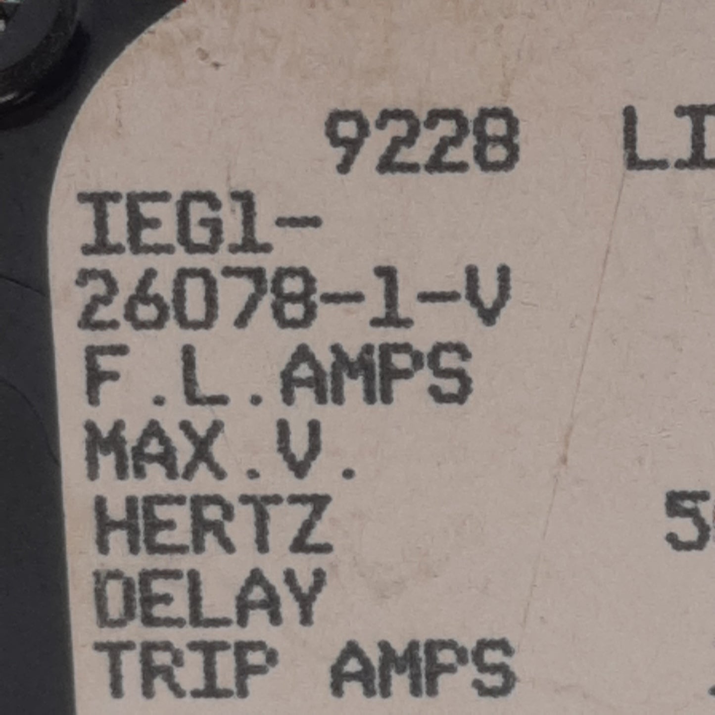 Used Airpax IEG1-26078-1-V Circuit Breaker, 1-Pole, 10A, 277VAC Max, Panel Mount