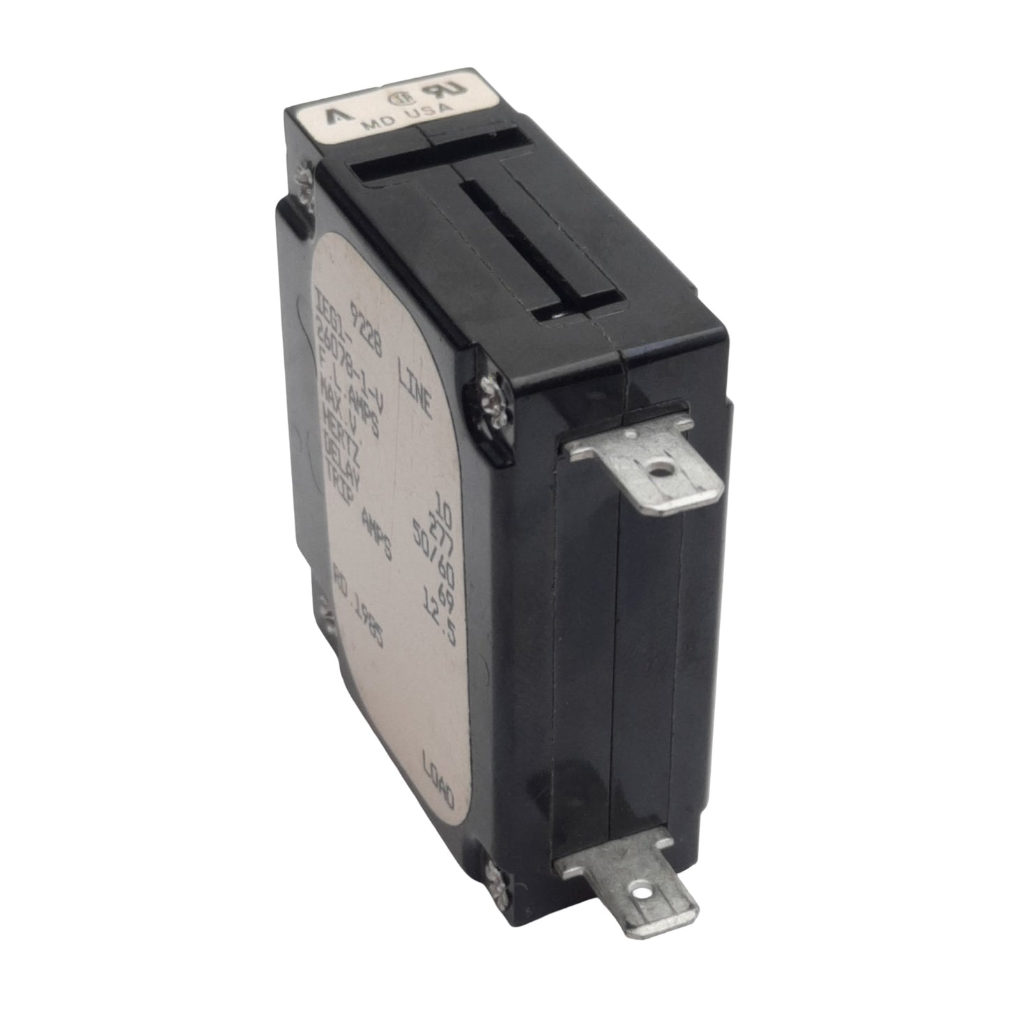 Used Airpax IEG1-26078-1-V Circuit Breaker, 1-Pole, 10A, 277VAC Max, Panel Mount