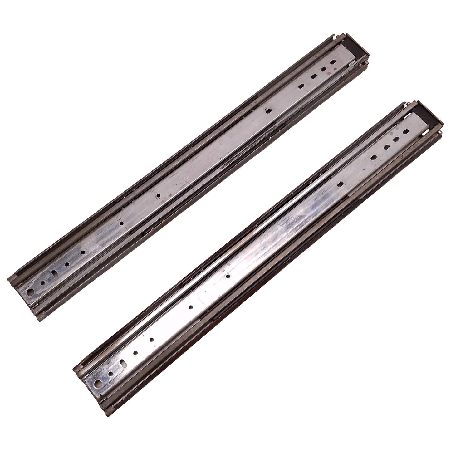 Used Lot of 2 Heavy Duty Industrial Steel Drawer Slide, 24in L x 3in H x 0.75in D