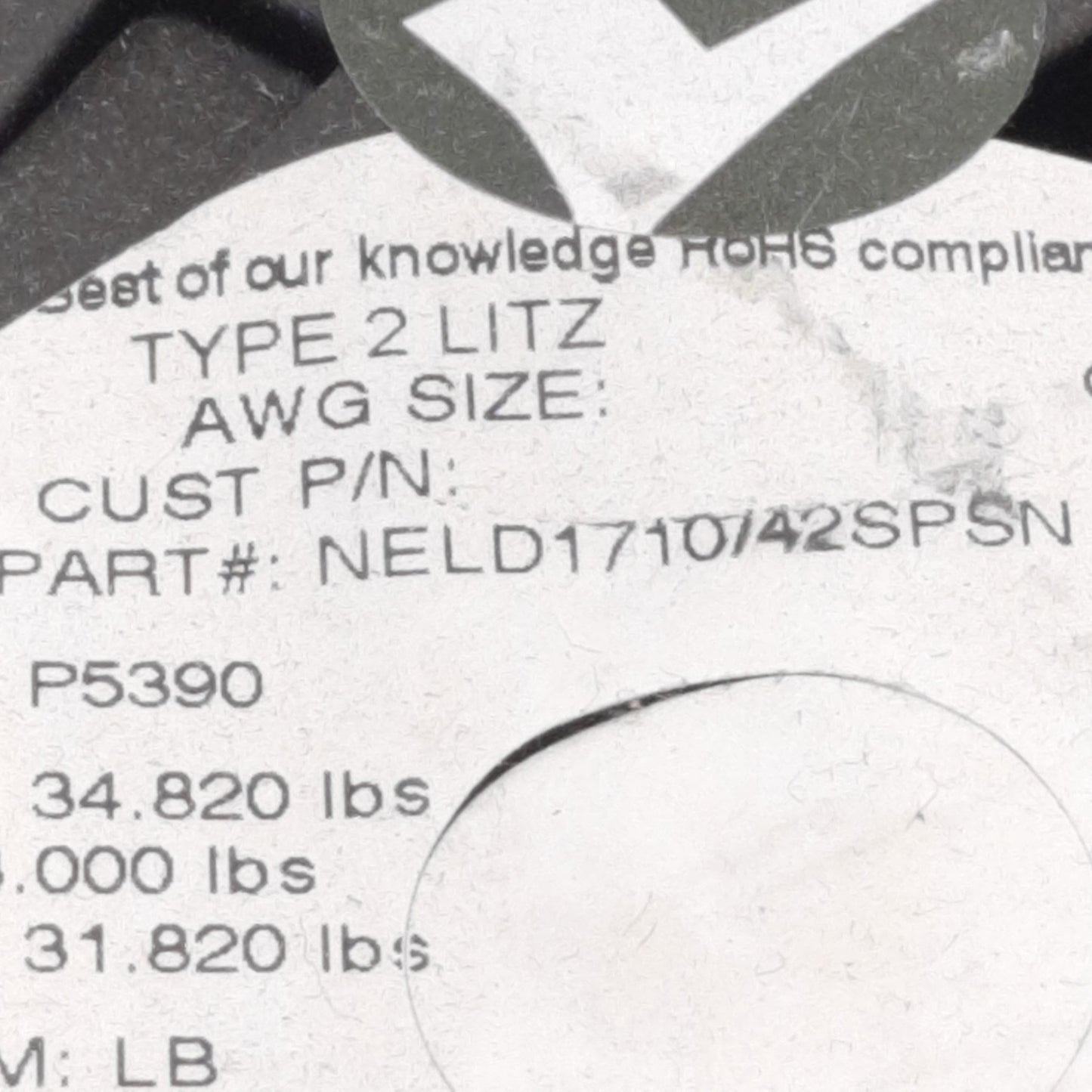 Used New England Wire Tech NELD1710/42SPSN Type 2 Litz Wire 7AWG, 885ft Length