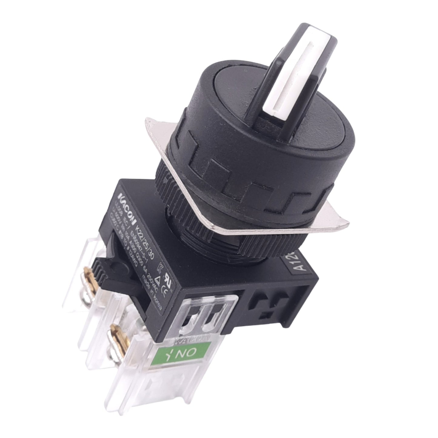 Used Kacon K22-41K10 Selector Switch, 2-Position Maintained, 1NO, 600VAC 10A, ø22mm
