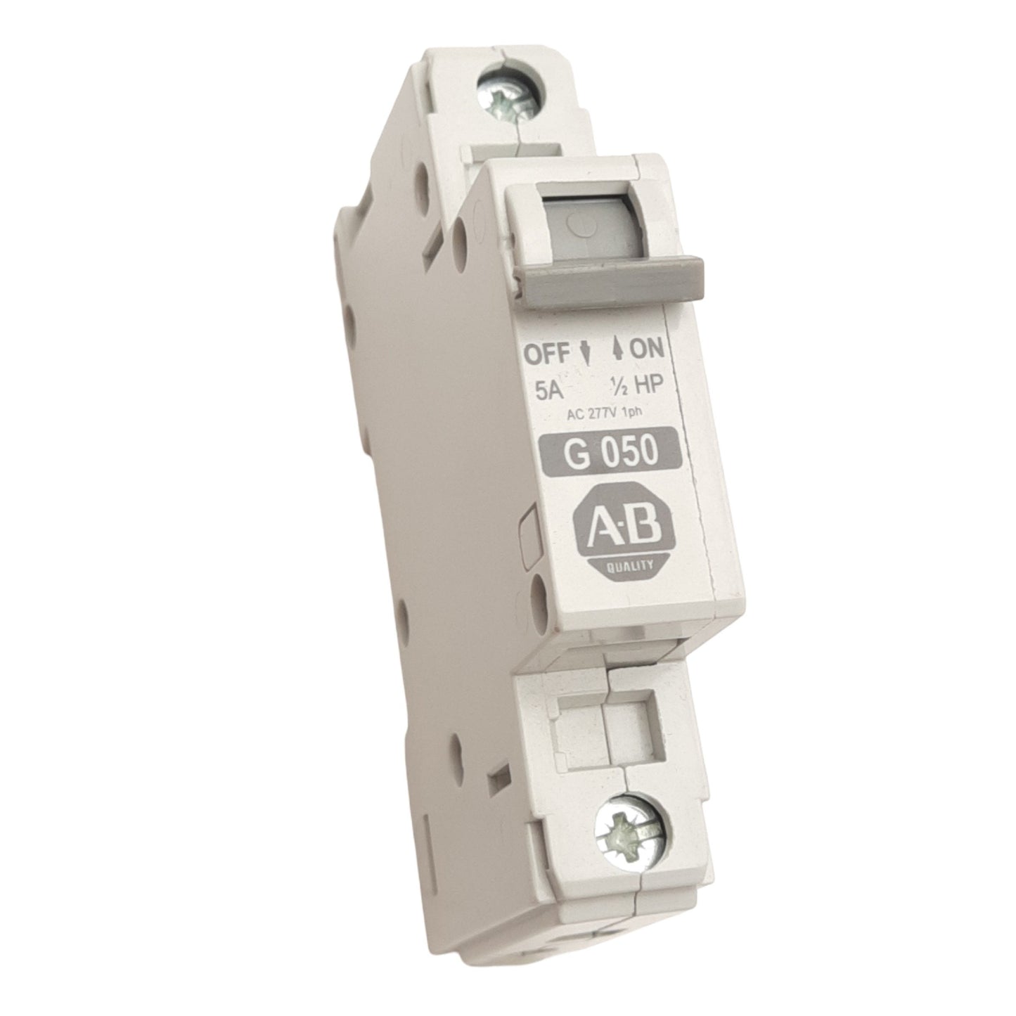 Used Allen Bradley 1492-CB1G050 Circuit Breaker, 1-Pole, 5A, 0.5hp 277VAC, DIN Rail