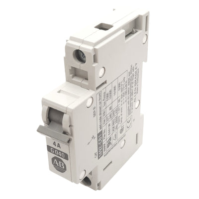 Used Allen Bradley 1492-CB1G040 Circuit Breaker, 1-Pole, 4A, 277VAC Max, DIN Rail