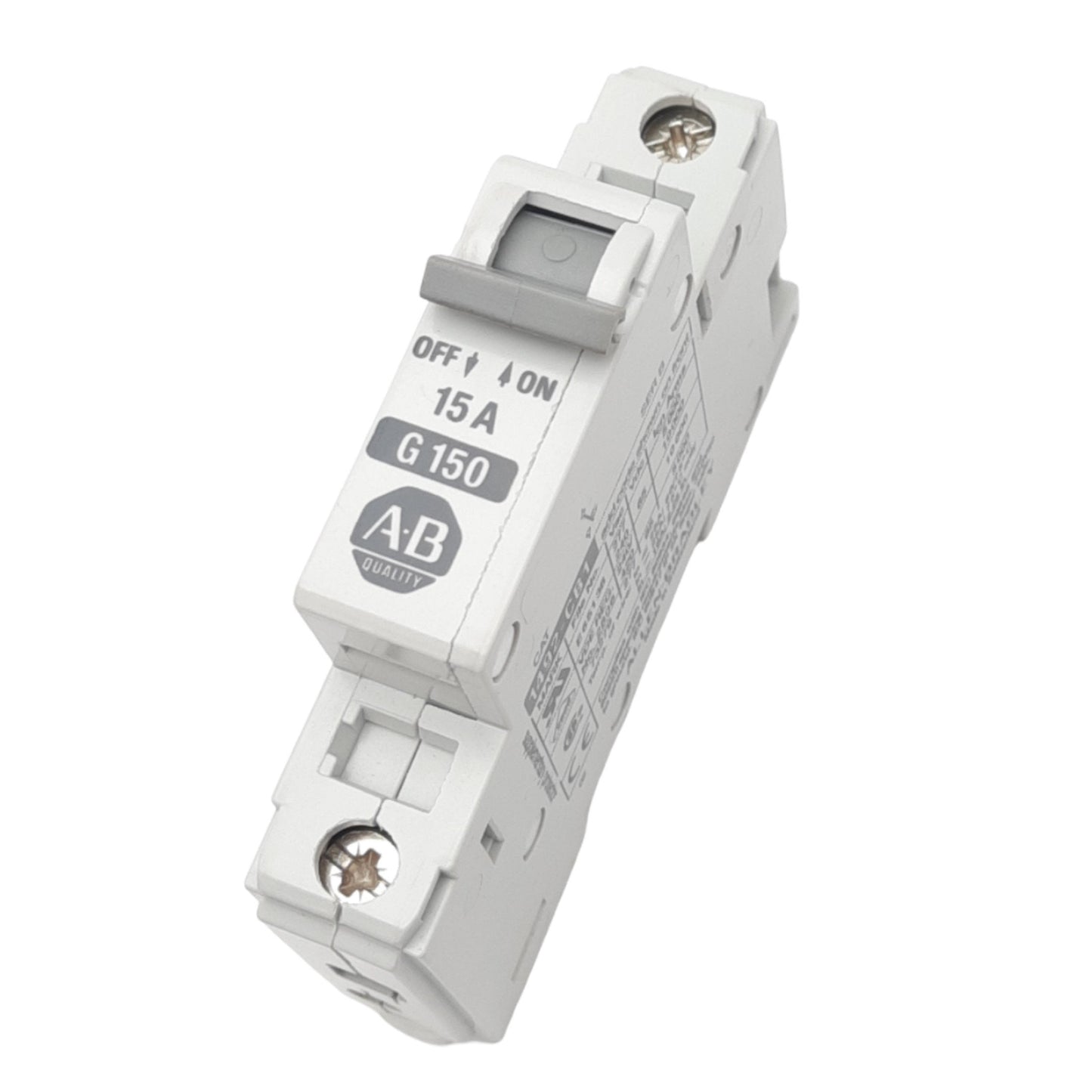 Used Allen Bradley 1492-CB1G150 Circuit Breaker, 1-Pole, 15A, 277VAC Max, DIN Rail