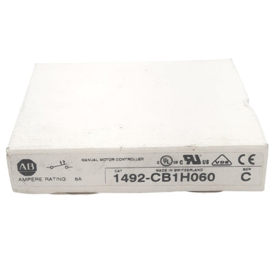 New Allen Bradley 1492-CB1H060 Circuit Breaker, 1-Pole, 6A, 277VAC Max, DIN Rail