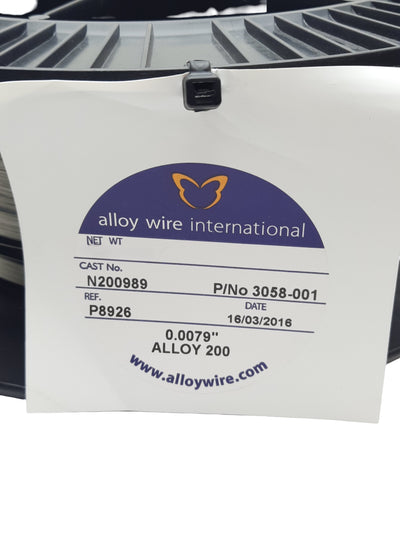New – Open box Alloy Wire International 3058-001 Alloy 200 Nickel Wire, 0.0079" x 975ft