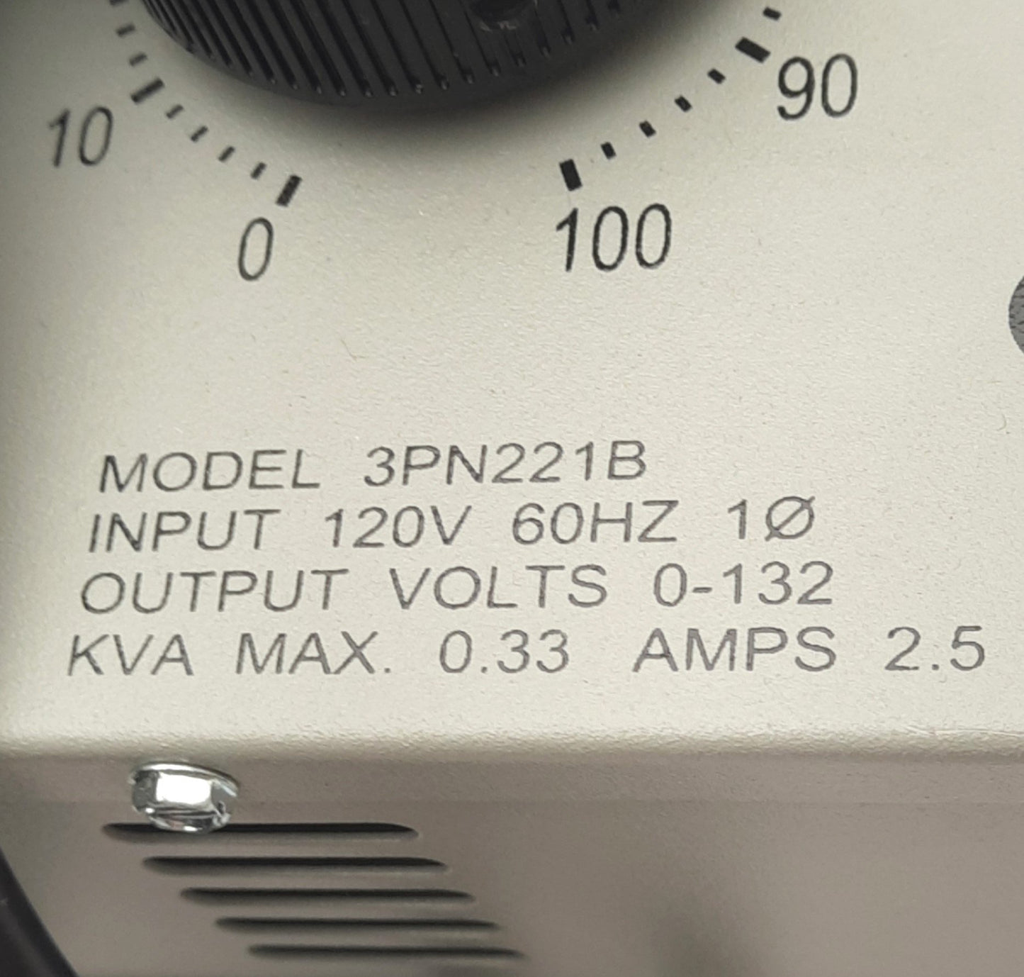 Used Staco 3PN221B VARIAC Variable Transformer, 120VAC 1-Phase In, 0-132VAC Out