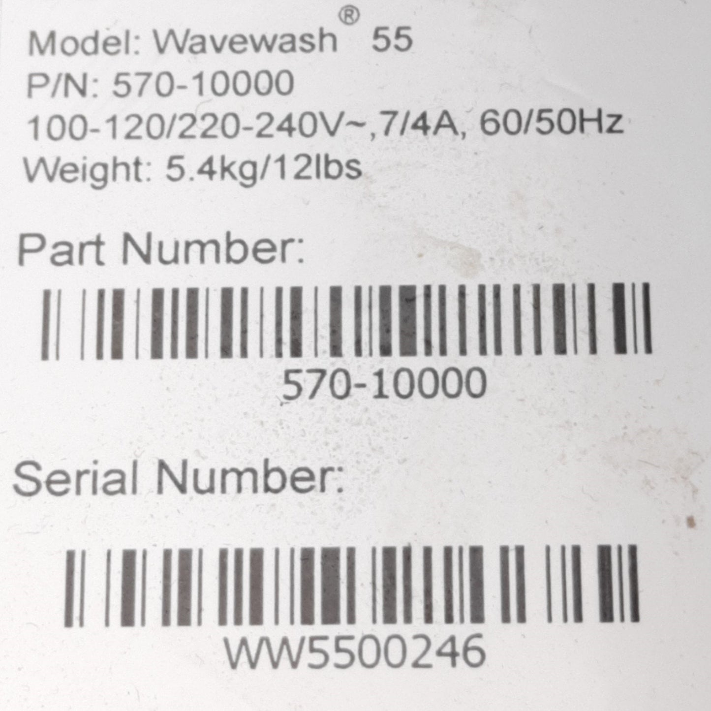 Used Stratasys 570-10000 WaveWash 55 Cleaning System 100-120/220-240VAC, 7/4A