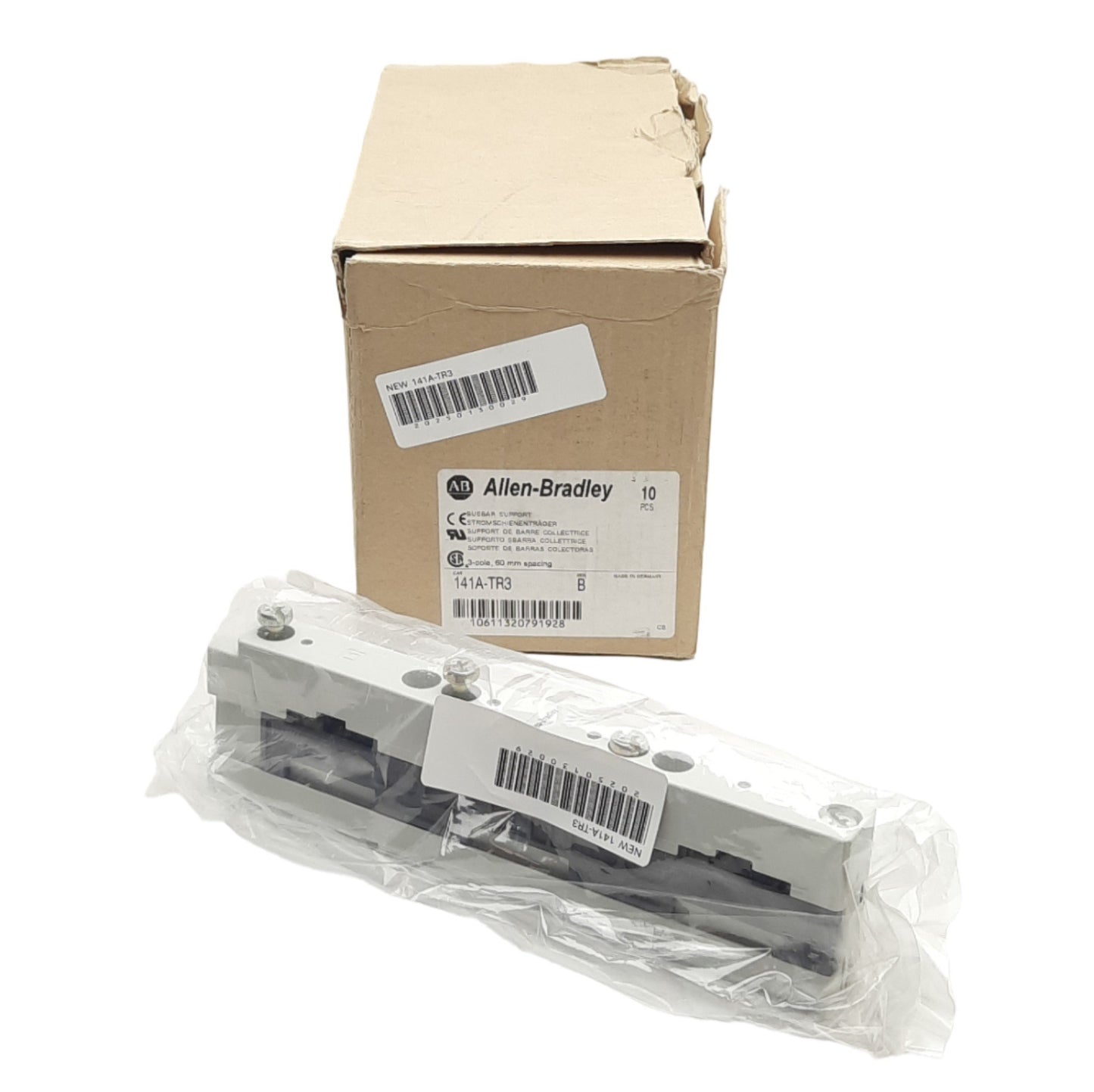 New Lot of 10 Allen Bradley 141A-TR3 Busbar Support 60mm Pole Spacing 3 Pole