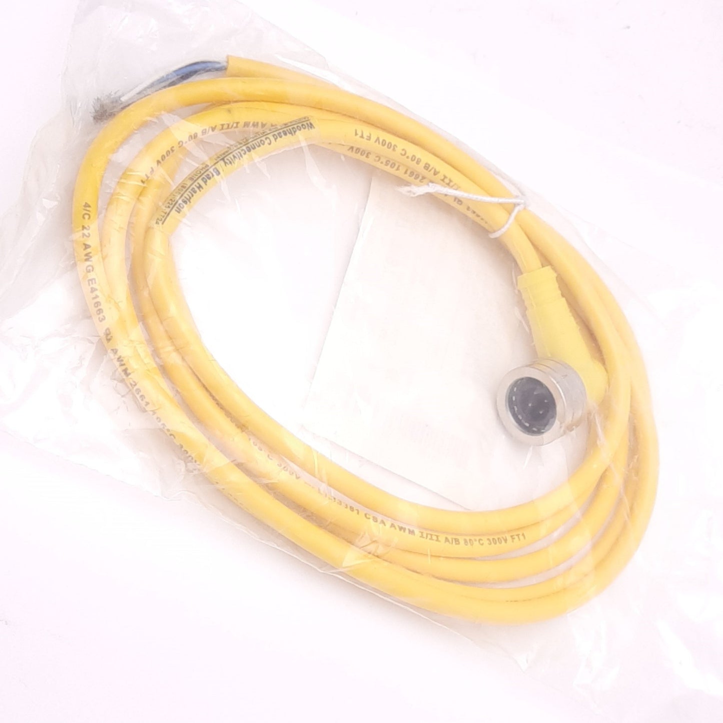 New Molex 1200790187 Sensor Cable, M12 4-Pin 90° Male, 250VAC/DC 4A, 2m Length