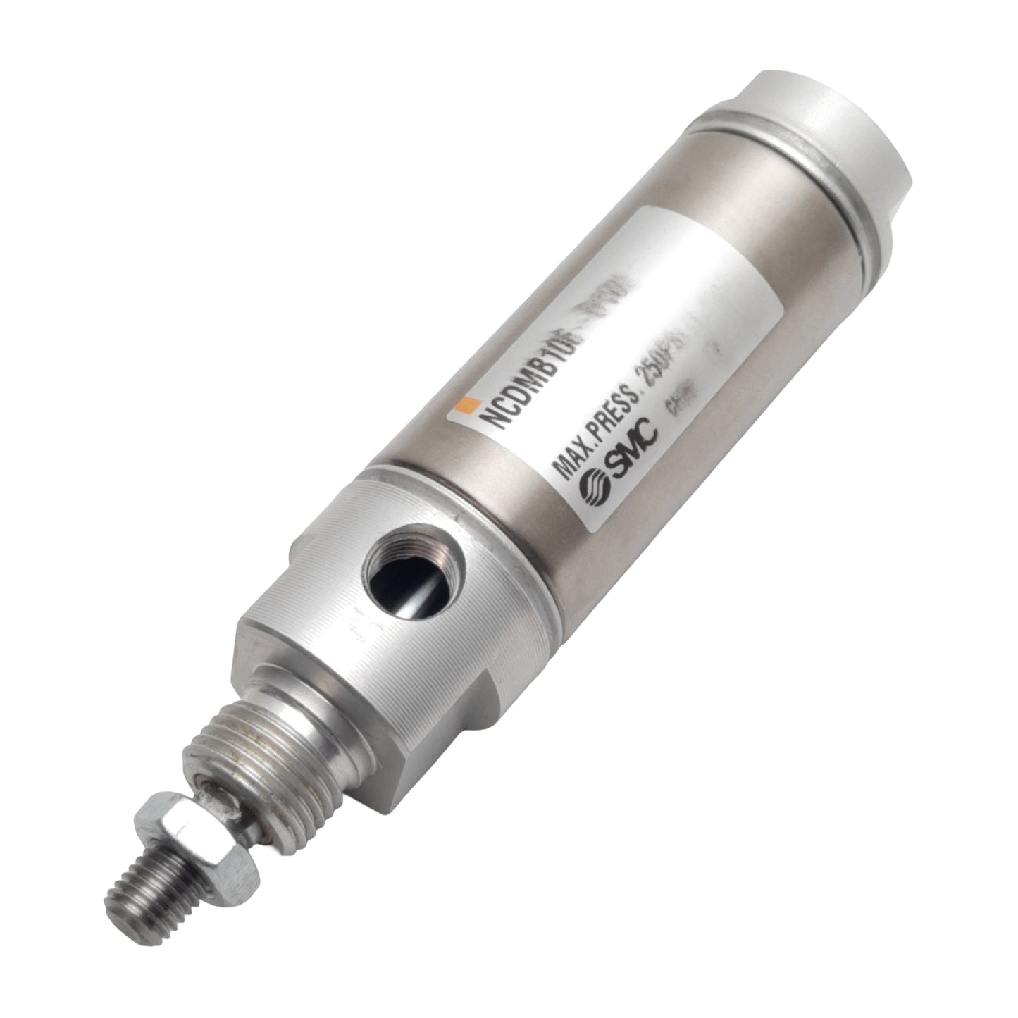 Used SMC NCDMB106-0100 Pneumatic Cylinder, ø1-1/16in Bore, 1in Stroke, 1/8in NPT
