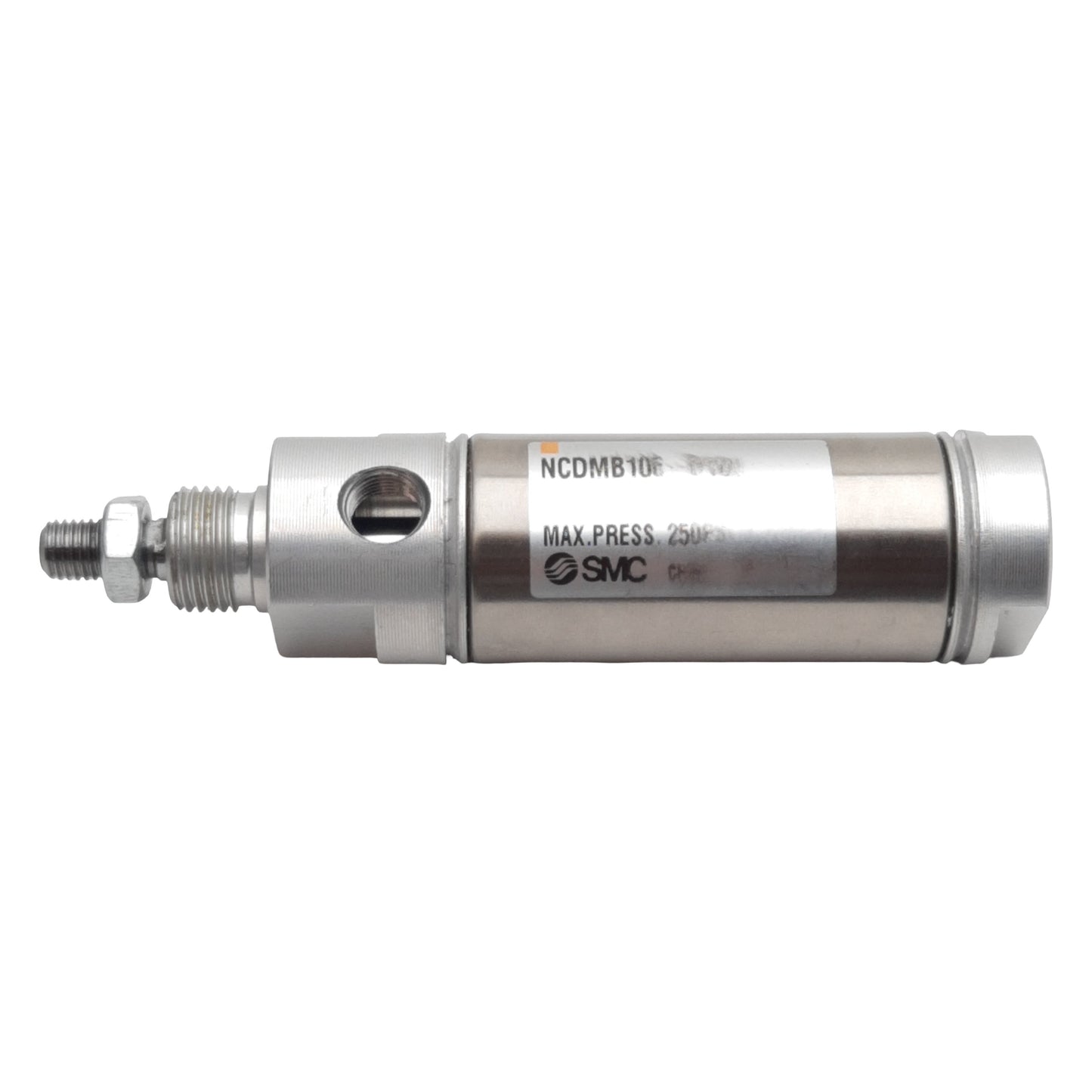 Used SMC NCDMB106-0100 Pneumatic Cylinder, ø1-1/16in Bore, 1in Stroke, 1/8in NPT