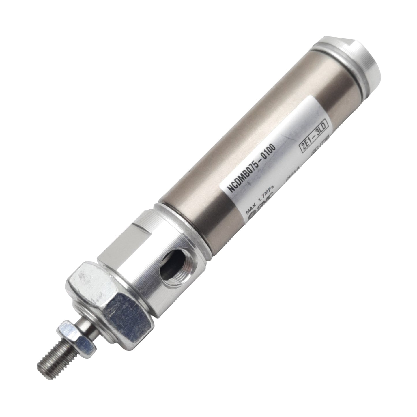 Used SMC NCDMB075-0100 Pneumatic Cylinder, ø3/4in Bore, 1in Stroke, 1/8in NPT, 1.7MPa