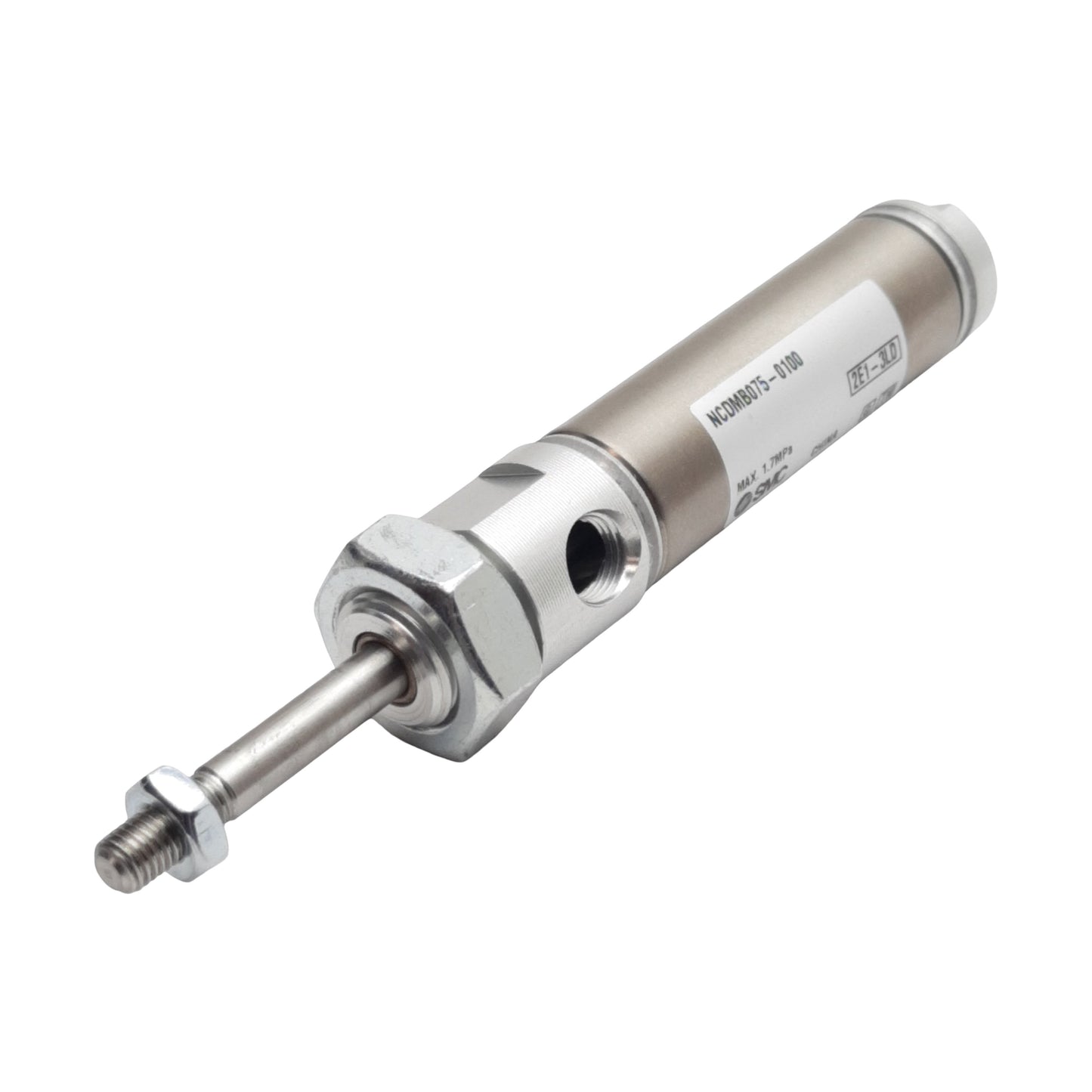 Used SMC NCDMB075-0100 Pneumatic Cylinder, ø3/4in Bore, 1in Stroke, 1/8in NPT, 1.7MPa