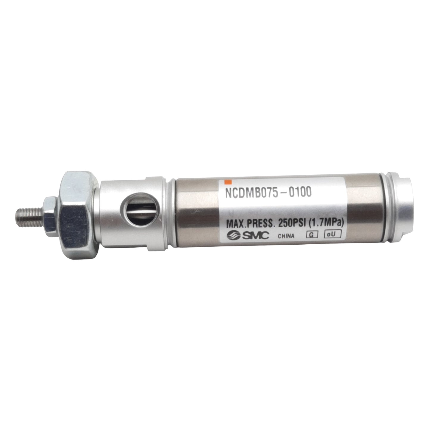 New SMC NCDMB075-0100 Pneumatic Cylinder ø3/4in Bore, 1in Stroke, 1/8in NPT, 1.7MPa