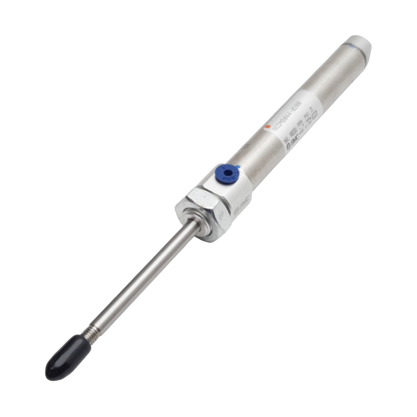 New SMC NCDMB044-0200 Pneumatic Cylinder, ø7/16in Bore, 2in Stroke, #10-32, 250psi