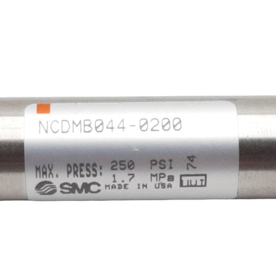 New SMC NCDMB044-0200 Pneumatic Cylinder, ø7/16in Bore, 2in Stroke, #10-32, 250psi