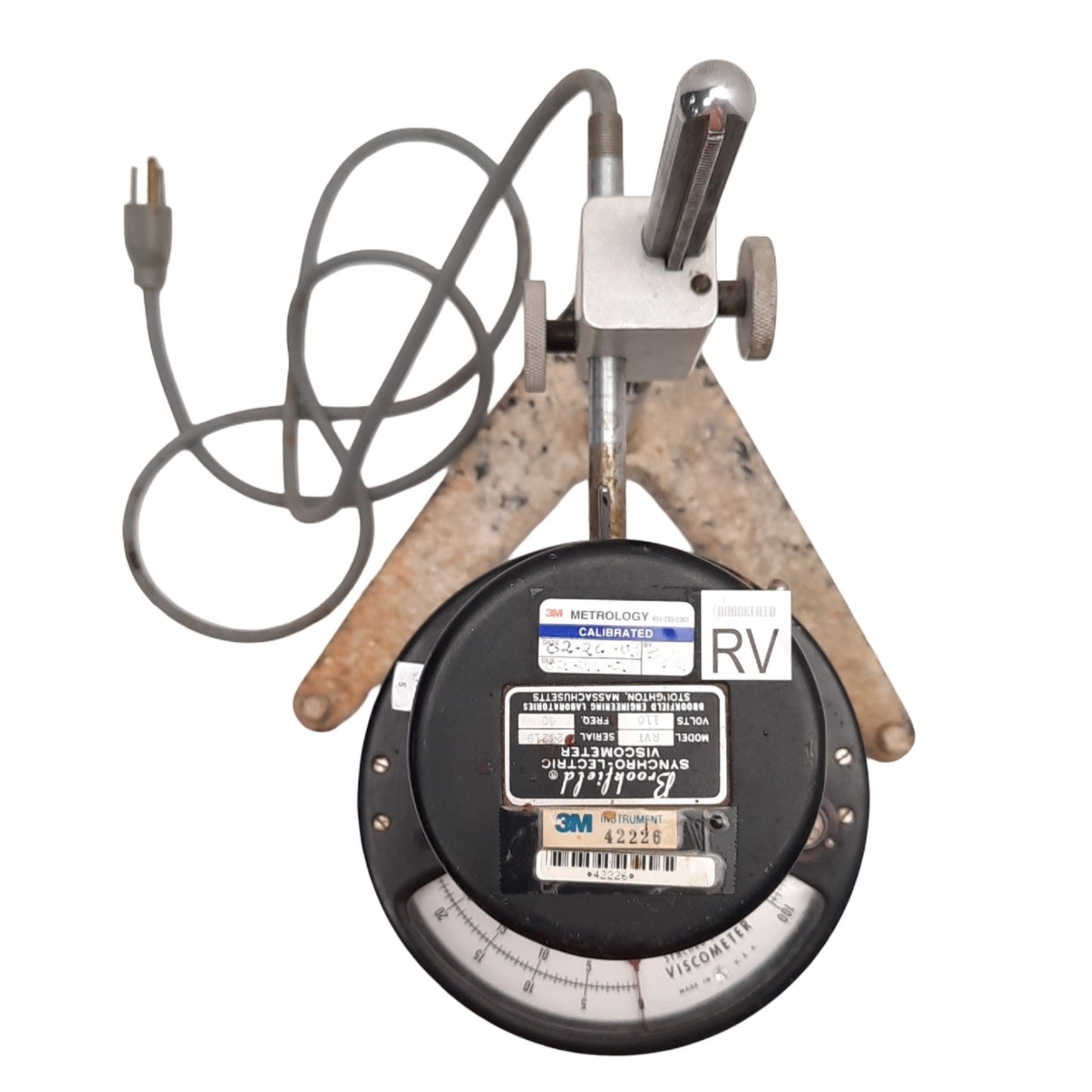 Used Brookfield RVT Dial Viscometer with Stand 0.5-100RPM, 100cP to 8M cP (mPas)