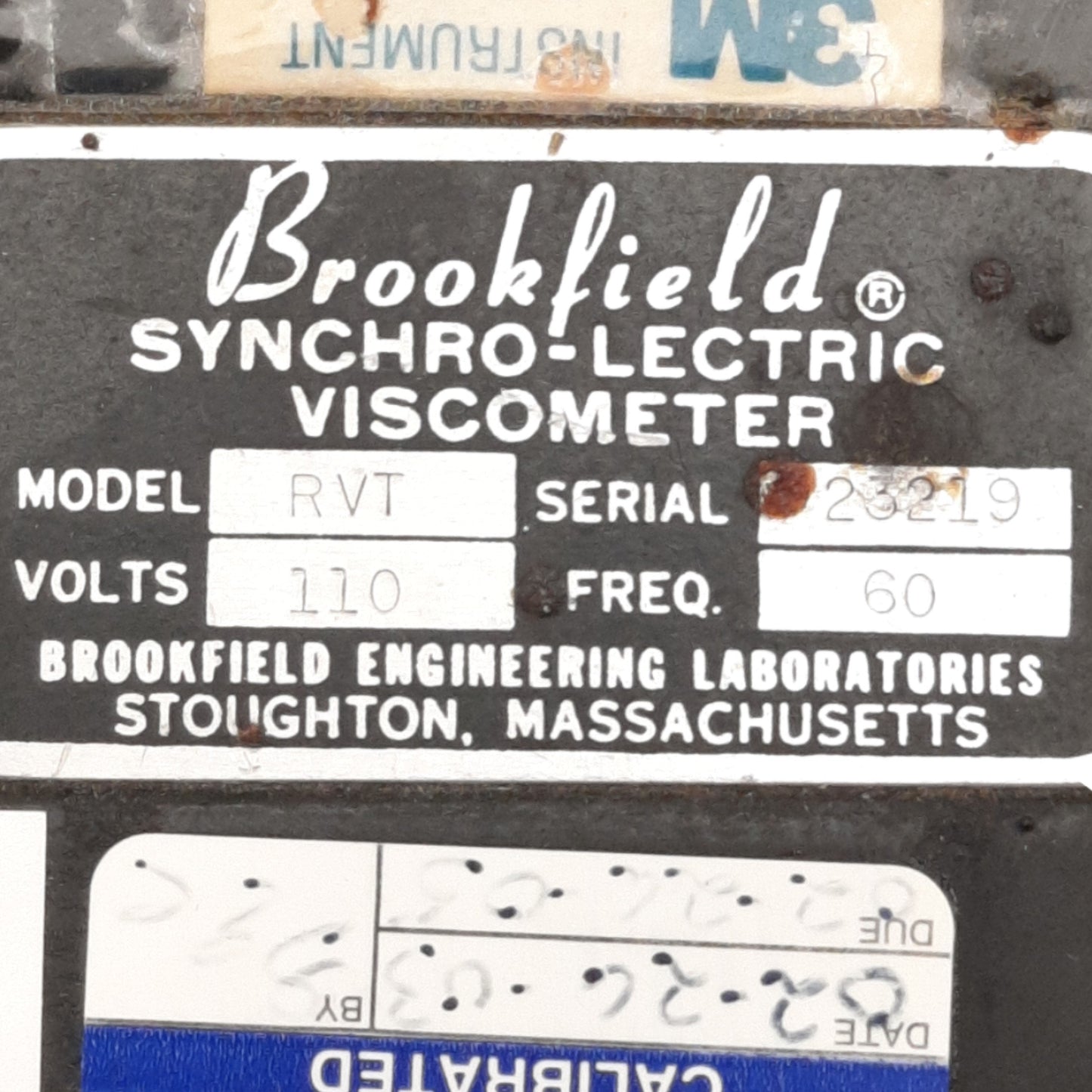 Used Brookfield RVT Dial Viscometer with Stand 0.5-100RPM, 100cP to 8M cP (mPas)