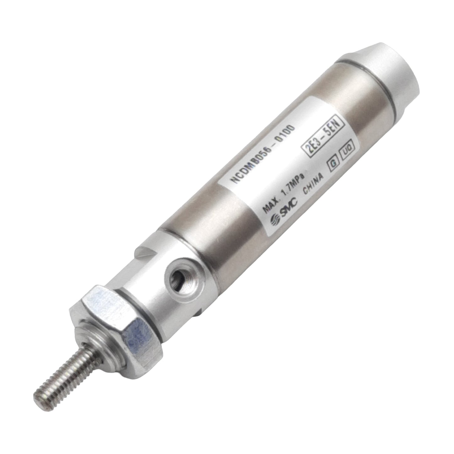 Used SMC NCDMB056-100 Pneumatic Cylinder, ø9/16in Bore, 1in Stroke, #10-32, 1.7MPa