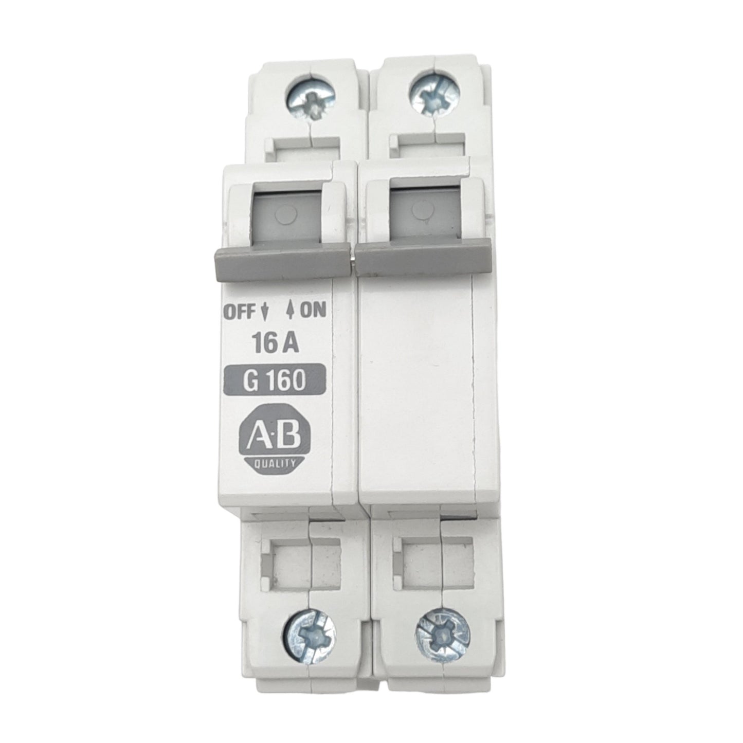 Used Allen Bradley 1492-CB2-G160 Circuit Breaker, 2-Pole, 16A, 480VAC Max, DIN Rail